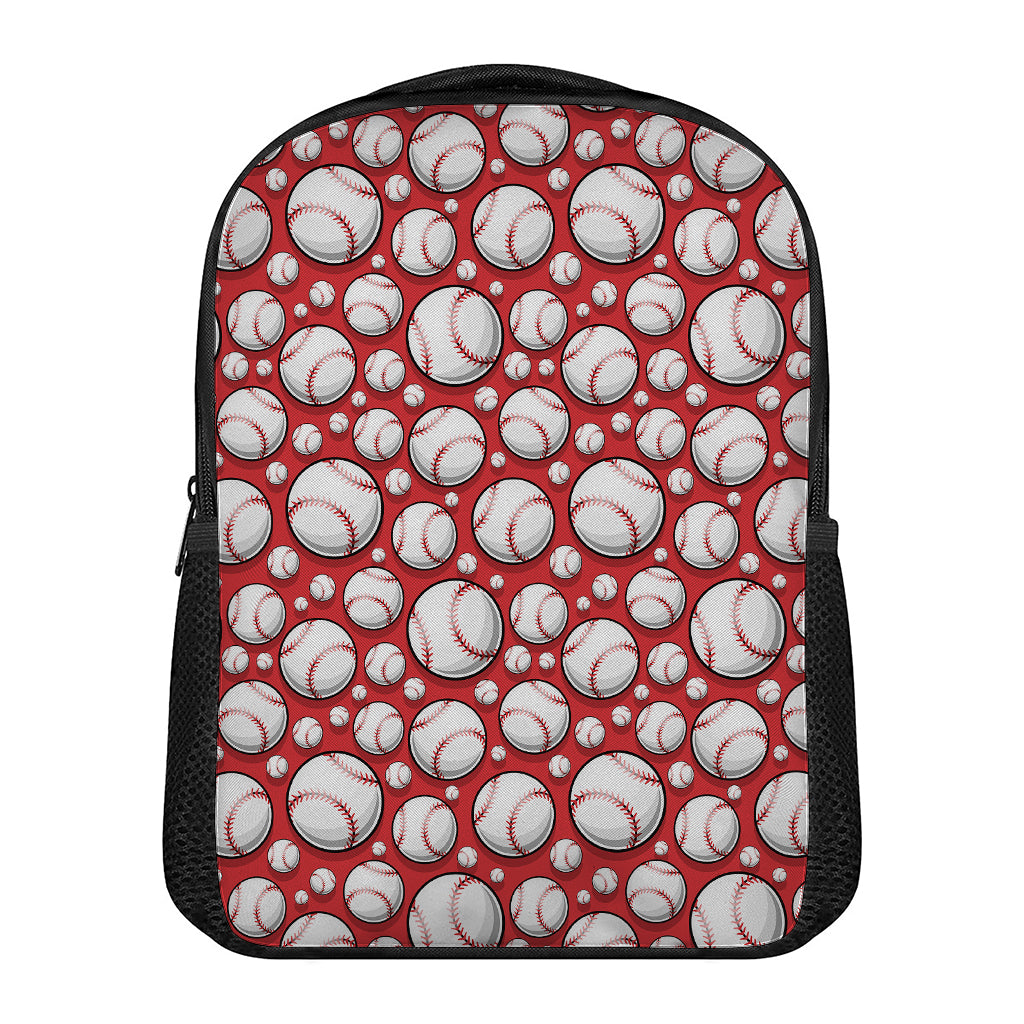 Red Baseball Pattern Print Casual Backpack