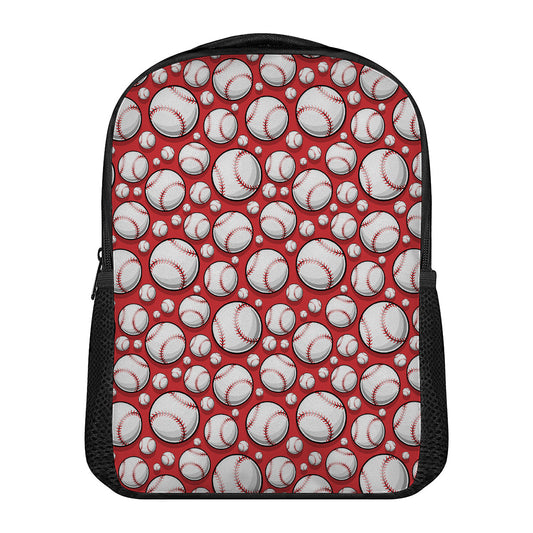 Red Baseball Pattern Print Casual Backpack