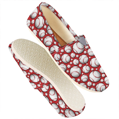 Red Baseball Pattern Print Casual Shoes