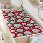 Red Baseball Pattern Print Changing Pad Cover