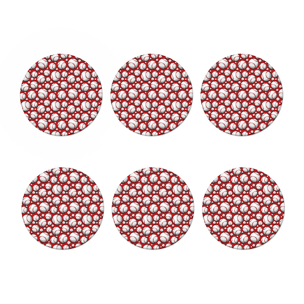 Red Baseball Pattern Print Coaster Set