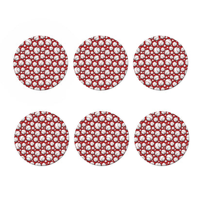 Red Baseball Pattern Print Coaster Set