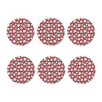 Red Baseball Pattern Print Coaster Set
