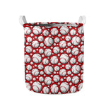 Red Baseball Pattern Print Collapsible Laundry Basket