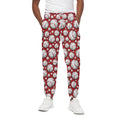 Red Baseball Pattern Print Cotton Sweatpants
