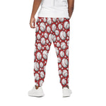 Red Baseball Pattern Print Cotton Pants