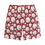Red Baseball Pattern Print Cotton Shorts