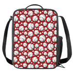 Red Baseball Pattern Print Crossbody Lunch Bag