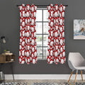 Red Baseball Pattern Print Grommet Curtain Panels
