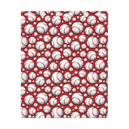Red Baseball Pattern Print Curtain