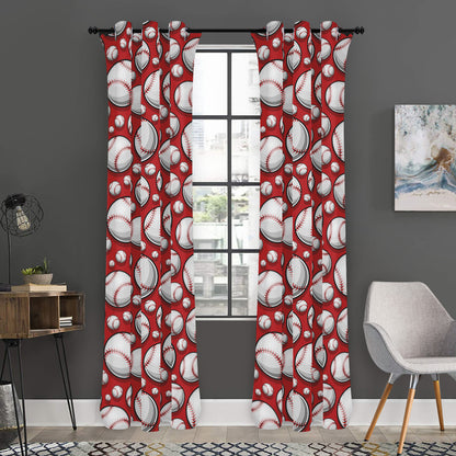 Red Baseball Pattern Print Curtain