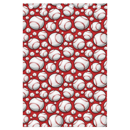 Red Baseball Pattern Print Curtain