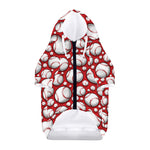 Red Baseball Pattern Print Dog Zip Up Hoodie