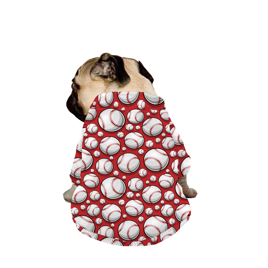 Red Baseball Pattern Print Dog Zip Up Jacket