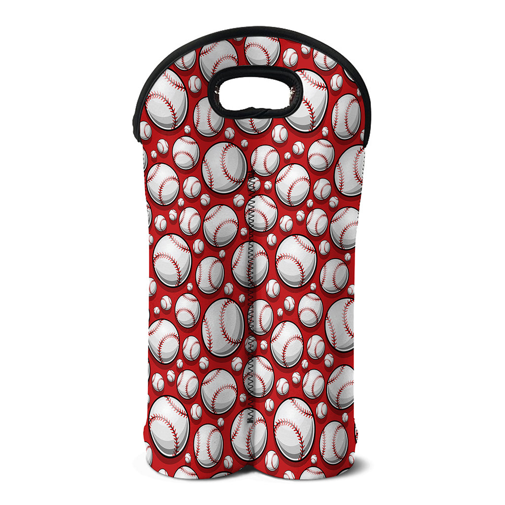 Red Baseball Pattern Print Double Neoprene Wine Tote