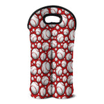 Red Baseball Pattern Print Double Neoprene Wine Tote