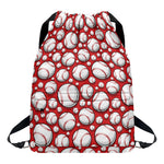 Red Baseball Pattern Print Drawstring Backpack