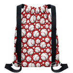 Red Baseball Pattern Print Drawstring Backpack