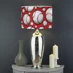 Red Baseball Pattern Print Drum Lamp Shade