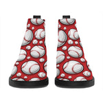 Red Baseball Pattern Print Flat Ankle Boots