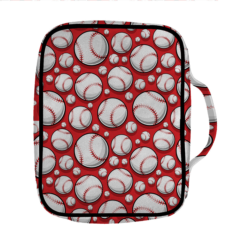 Red Baseball Pattern Print Front Pocket Bible Bag