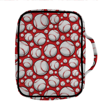 Red Baseball Pattern Print Front Pocket Bible Bag