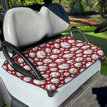 Red Baseball Pattern Print Golf Cart Seat Cover