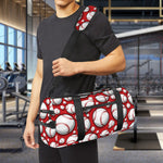 Red Baseball Pattern Print Gym Bag