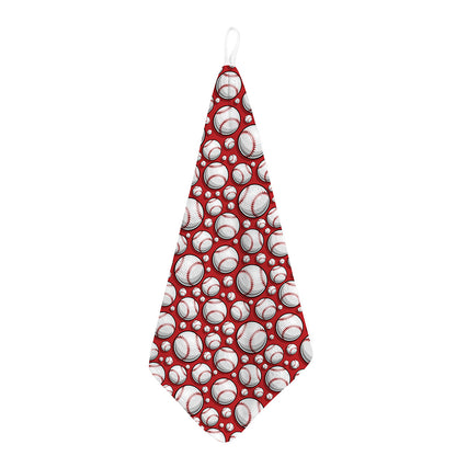 Red Baseball Pattern Print Hand Towel