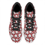 Red Baseball Pattern Print High Top Leather Sneakers