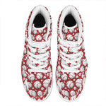 Red Baseball Pattern Print High Top Leather Sneakers
