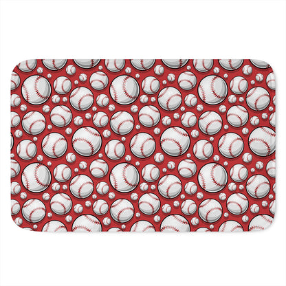Red Baseball Pattern Print Indoor Door Mat
