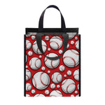Red Baseball Pattern Print Insulated Lunch Tote