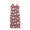 Red Baseball Pattern Print Jersey Midi Cami Dress