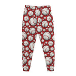 Red Baseball Pattern Print Jogger Pants