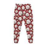 Red Baseball Pattern Print Jogger Pants