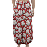 Red Baseball Pattern Print Lantern Pants