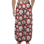 Red Baseball Pattern Print Lantern Pants