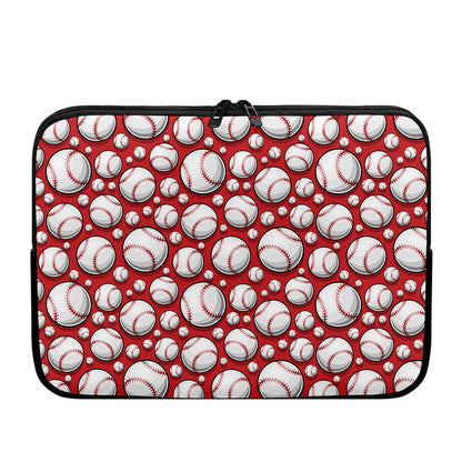 Red Baseball Pattern Print Laptop Sleeve