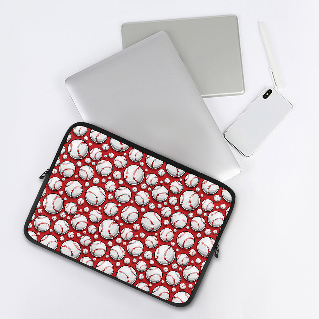 Red Baseball Pattern Print Laptop Sleeve