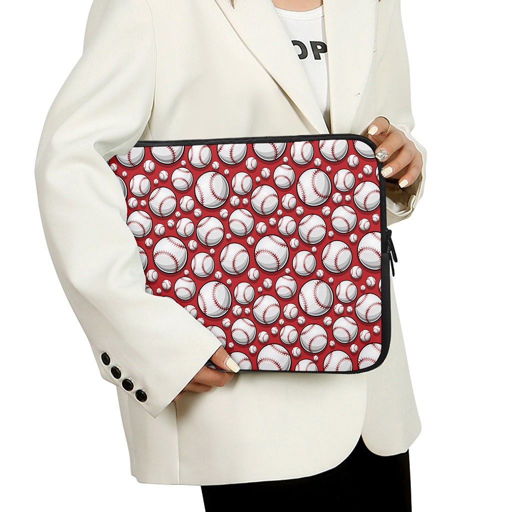 Red Baseball Pattern Print Laptop Sleeve