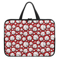 Red Baseball Pattern Print Laptop Sleeve With Handle