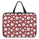Red Baseball Pattern Print Laptop Sleeve With Handle