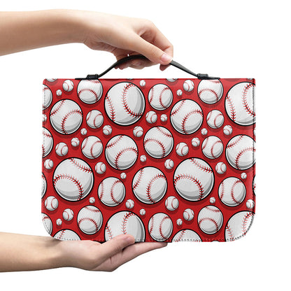Red Baseball Pattern Print Leather Bible Cover