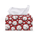 Red Baseball Pattern Print Leather Tissue Box Cover