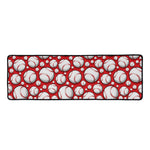 Red Baseball Pattern Print Long Kitchen Mat