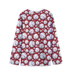 Red Baseball Pattern Print Long Sleeve Short Coat