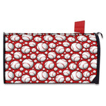 Red Baseball Pattern Print Mailbox Cover