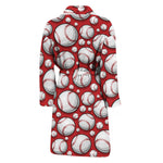 Red Baseball Pattern Print Men's Bathrobe