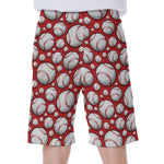 Red Baseball Pattern Print Men's Beach Shorts